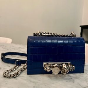 SOLD Alexander McQueen Jeweled Royal Blue clutch BRAND NEW condition